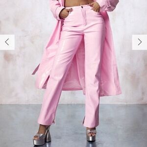 NWT Boohoo X Kourtney Kardashian Pink Croc Faux Leather High-Waisted Pants